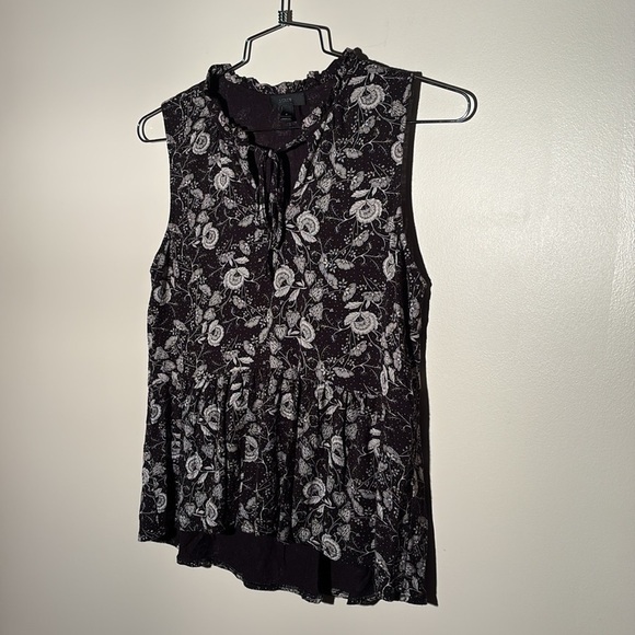 J. Crew Black & White Floral Peplum Tank Top - Picture 3 of 9